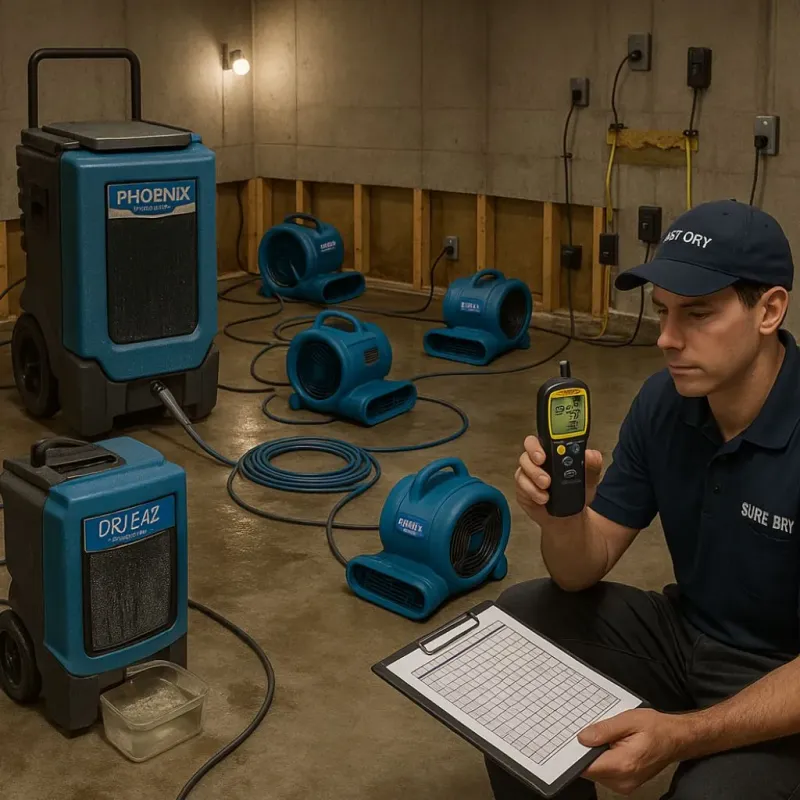 Structural Drying and Dehumidification process in Hamlin, TX